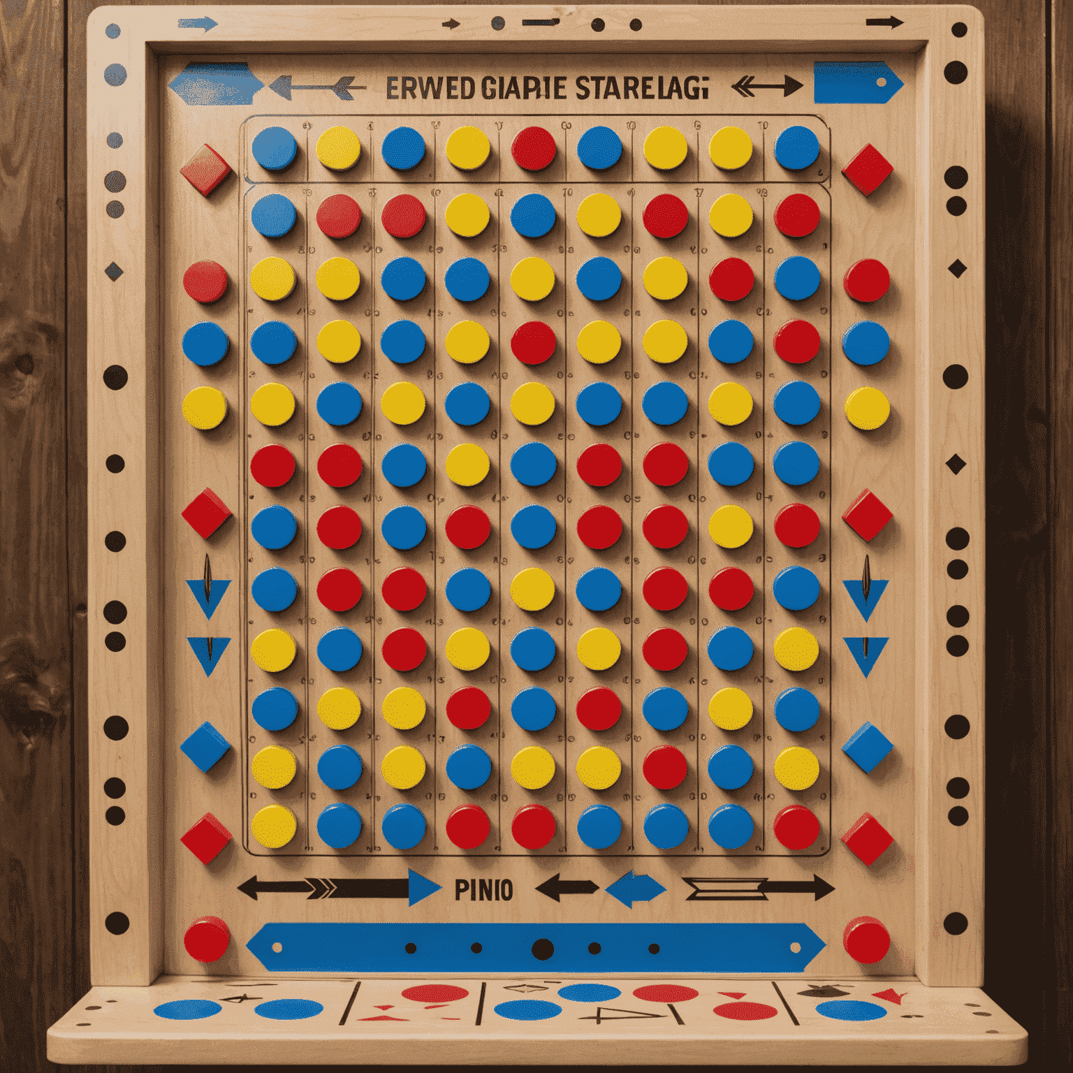 Immagine di una tavola Plinko con frecce che indicano strategie di gioco avanzate