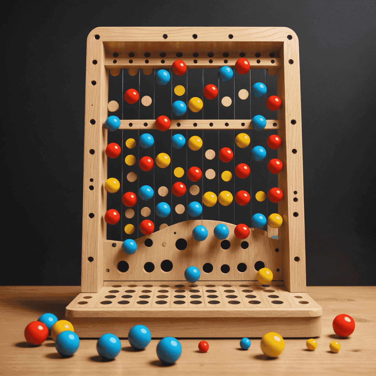 Illustrazione di un tabellone Plinko con palline che cadono attraverso i pioli, mostrando diverse traiettorie e strategie di gioco